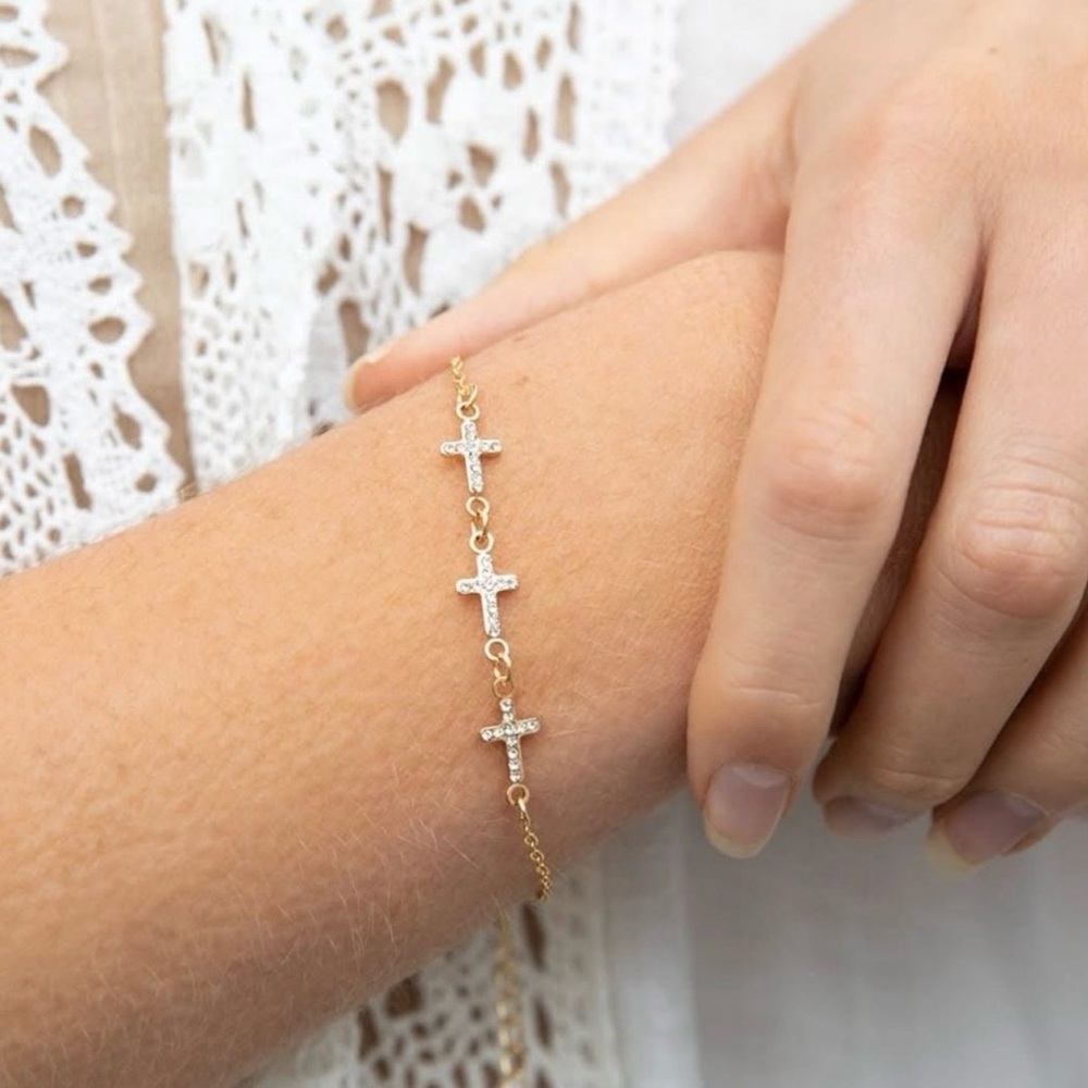 Elegant Gold and Silver Cross Bracelet